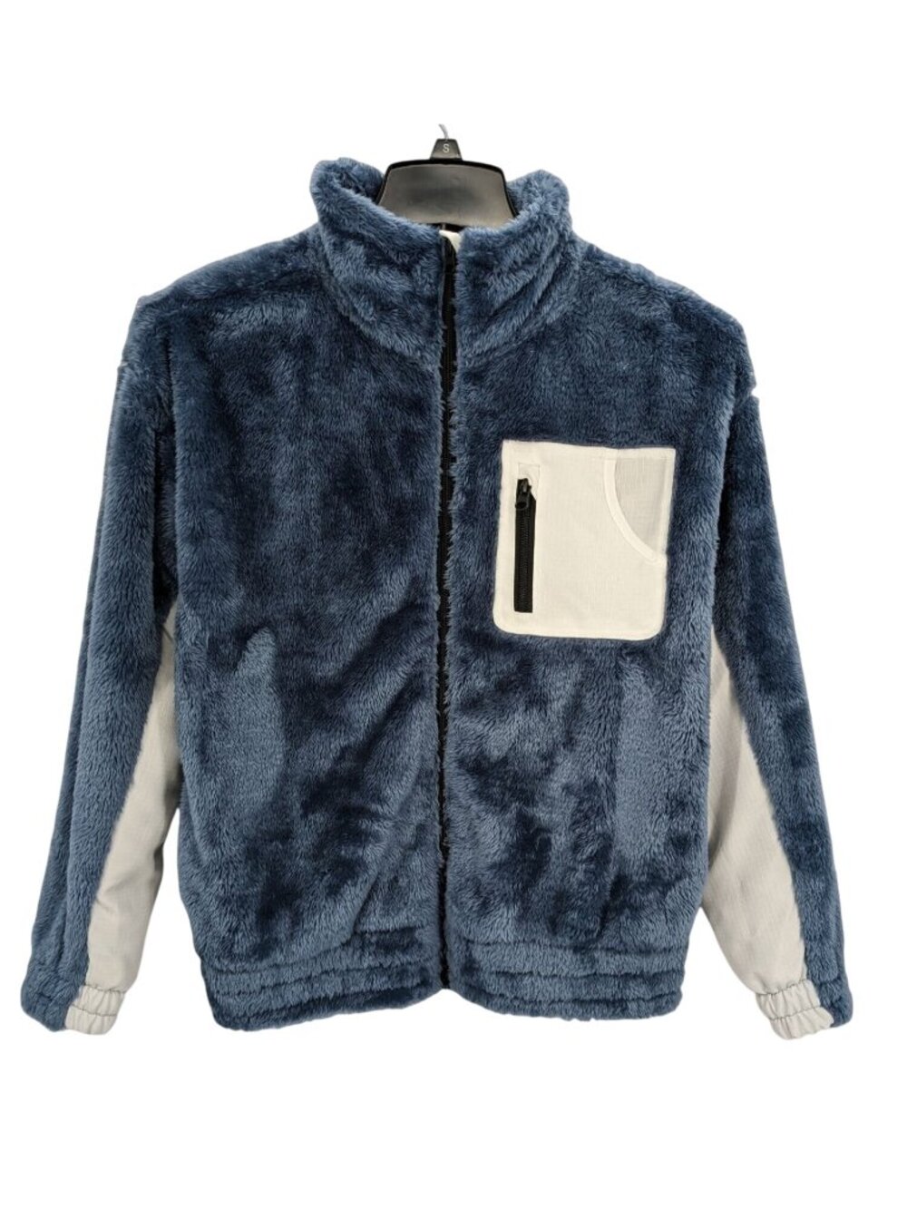 Women Blue Sherpa Fleece Jacket Full Zip Stand Collar Athleisure Gorpcore Small